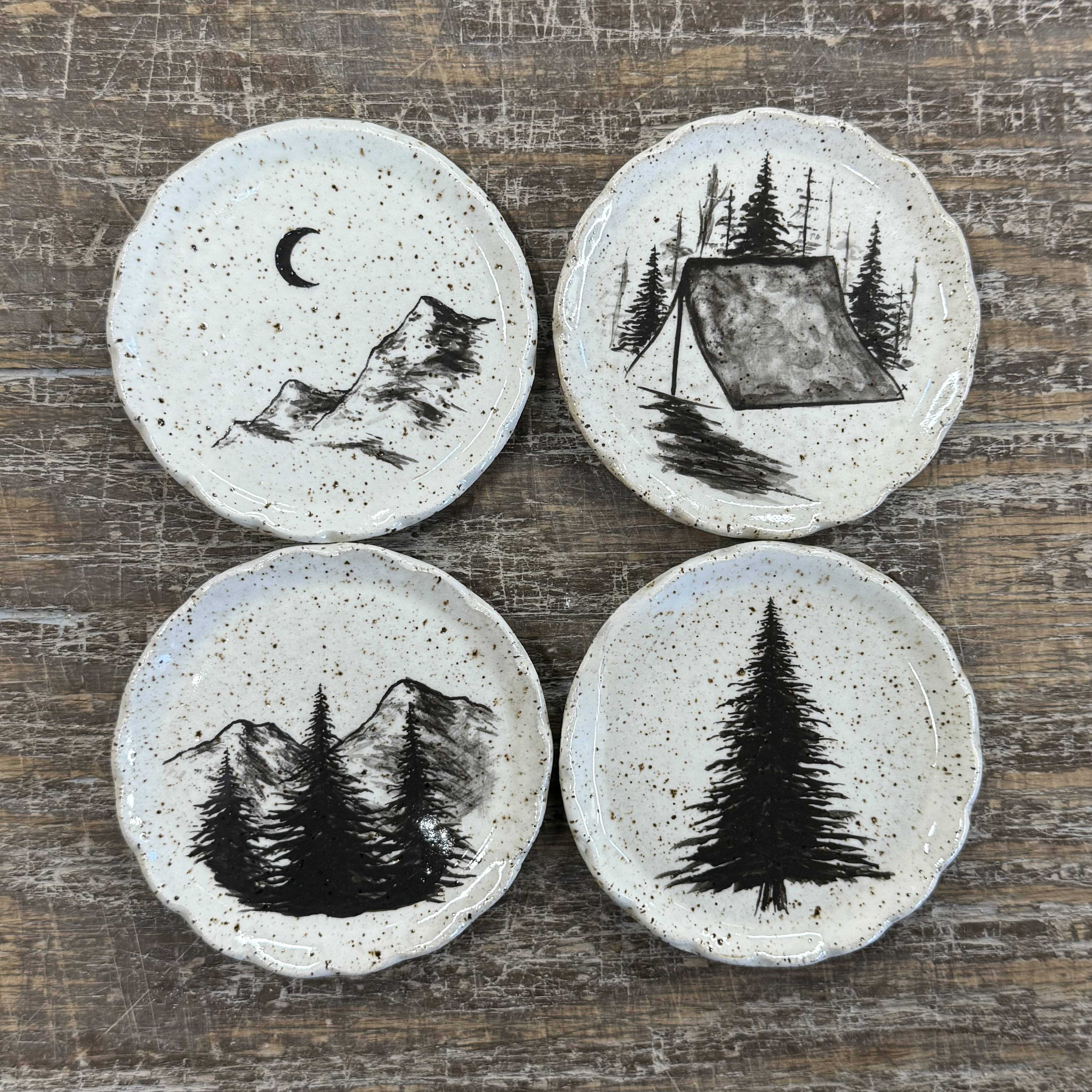 164- Coaster Set (Outdoor Scenes) – Wizard of Clay Pottery